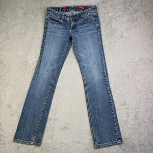 Express Stella Skinny Leg Jeans Womens 0S Blue Whiskering Denim Cotton Stretch